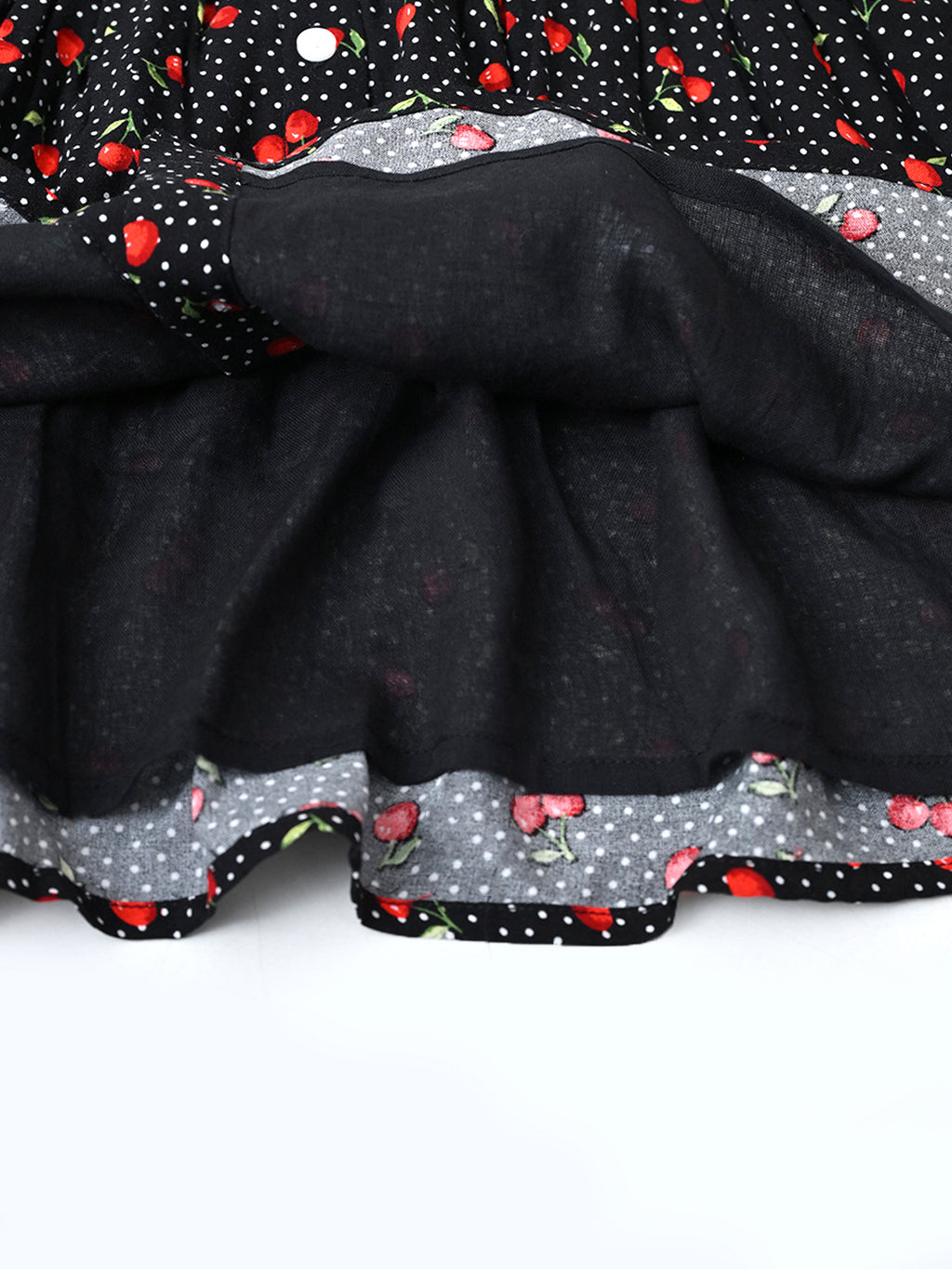 Baby Girls Floral Printed CottonWoven  Dress with Peter Pan Collar -Black- MADR645L