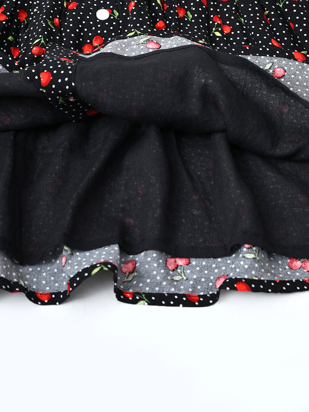 Baby Girls Floral Printed CottonWoven  Dress with Peter Pan Collar -Black- MADR645L