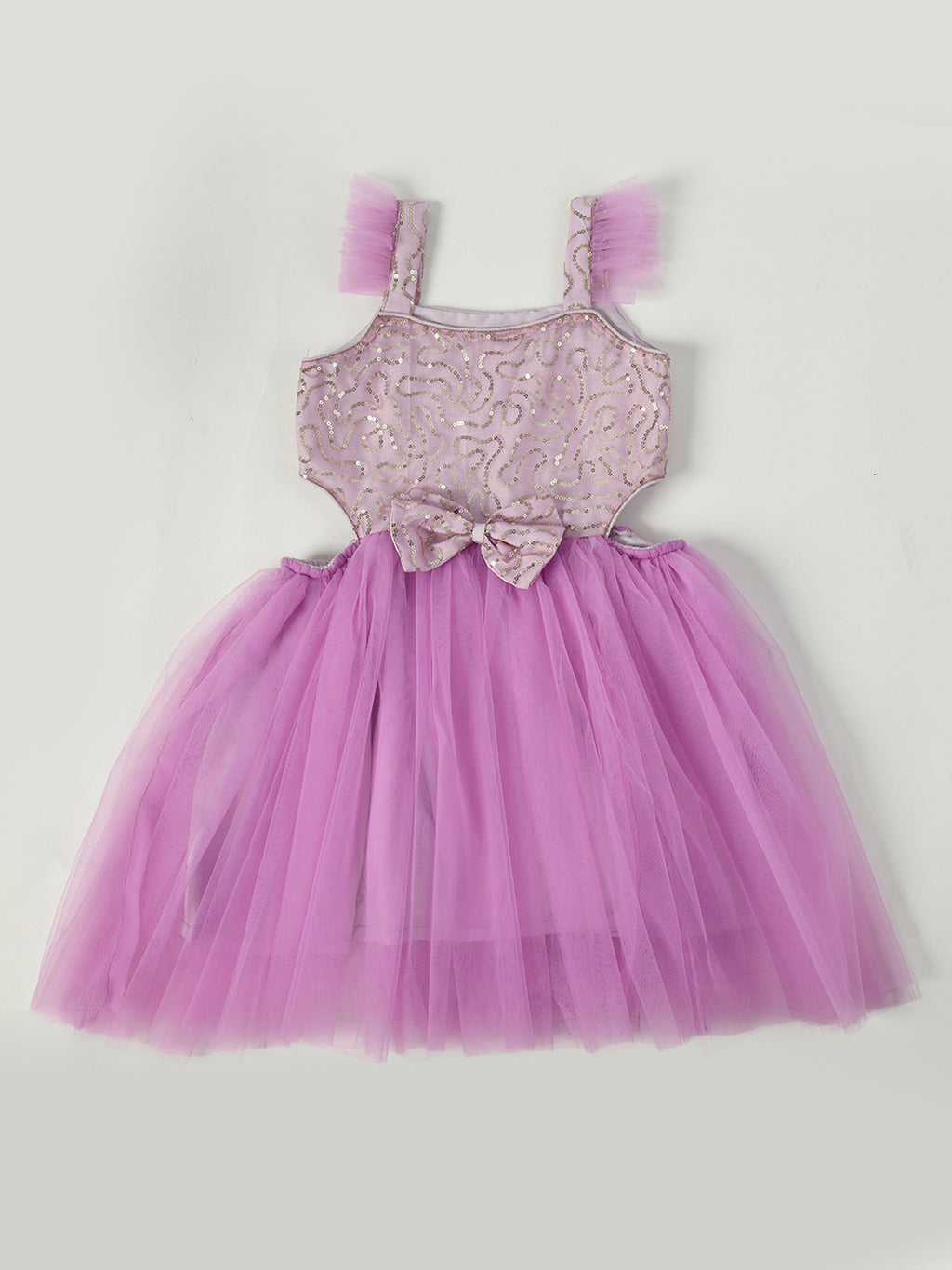 Girls Lavender Sequin Tulle Party Dress-PW171T