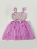 Girls Lavender Sequin Tulle Party Dress-PW171T