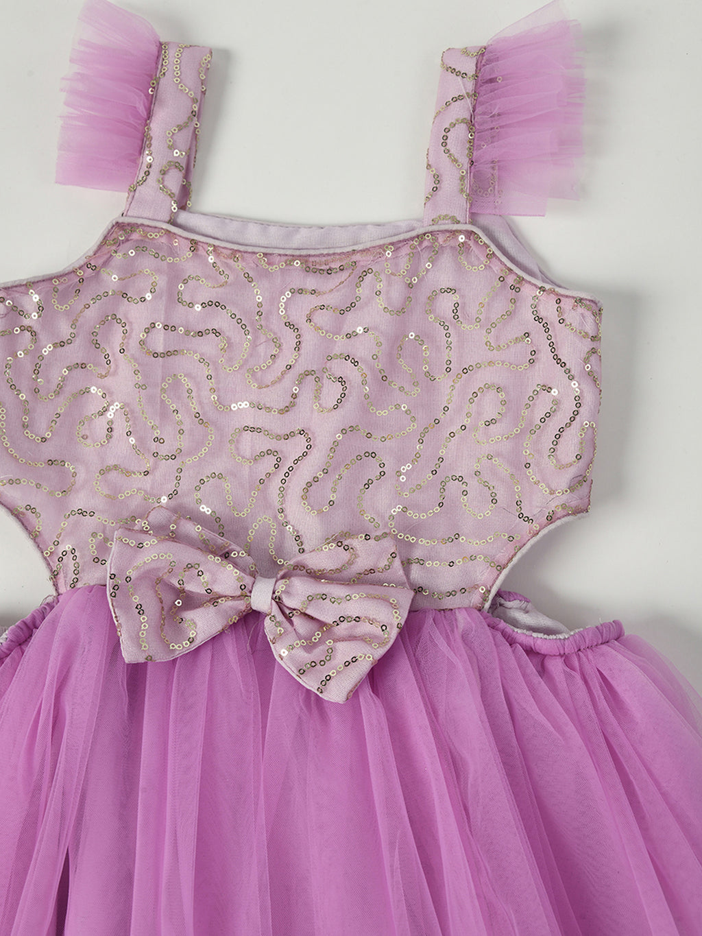 Girls Lavender Sequin Tulle Party Dress-PW171T