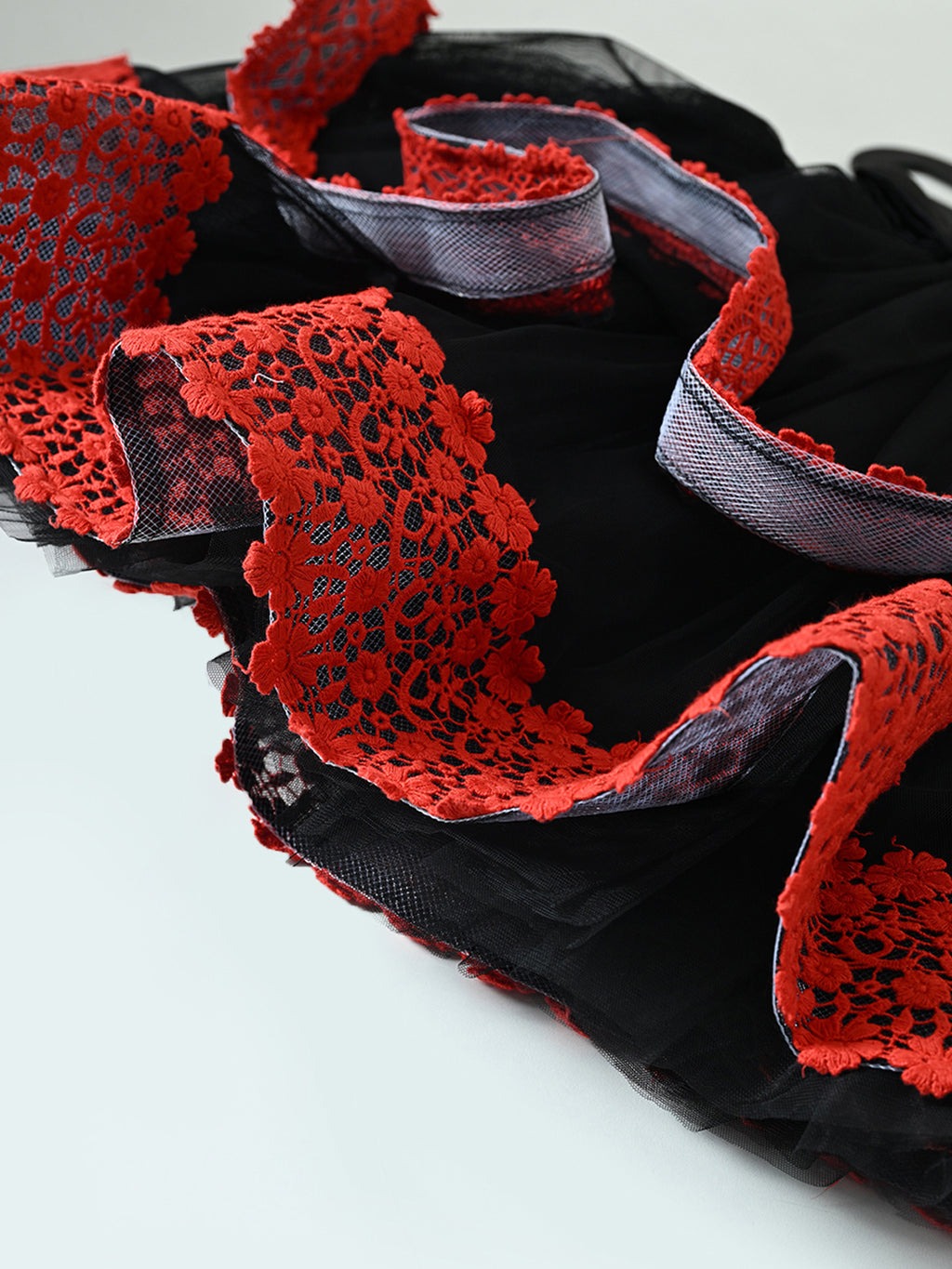 Girls Black Red Layered Party Dress- PW340X