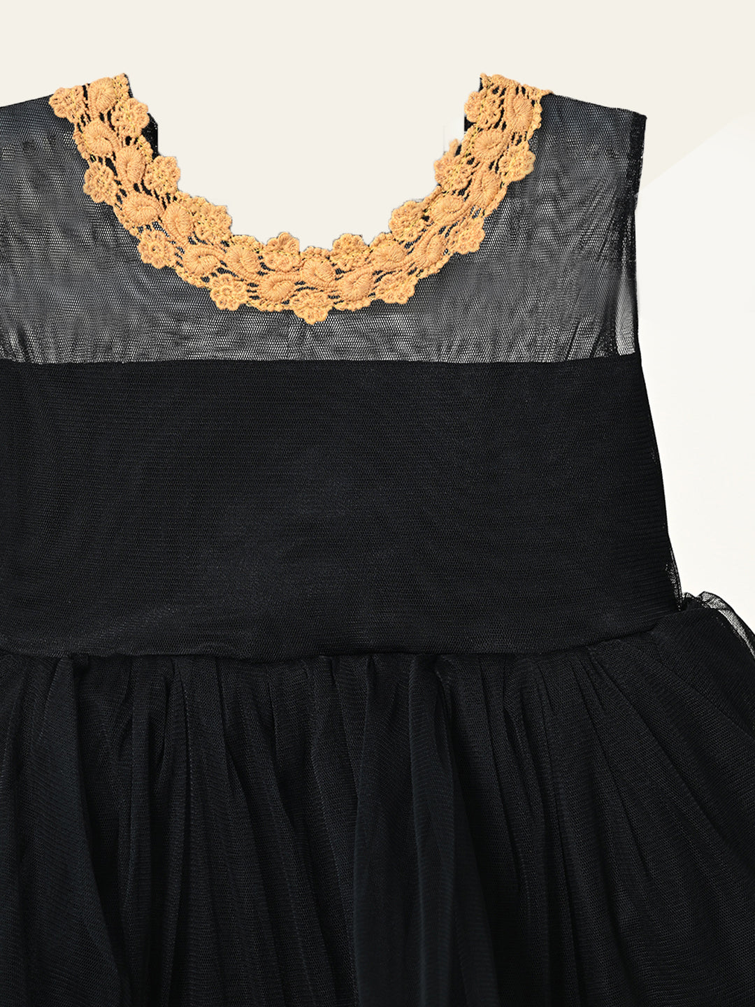 Girls Black Gold Embellished Party Dress- PW341X