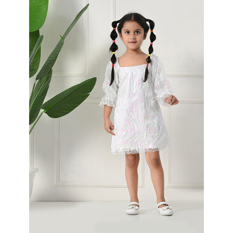 Girls White Lace Party Dress- PW390V