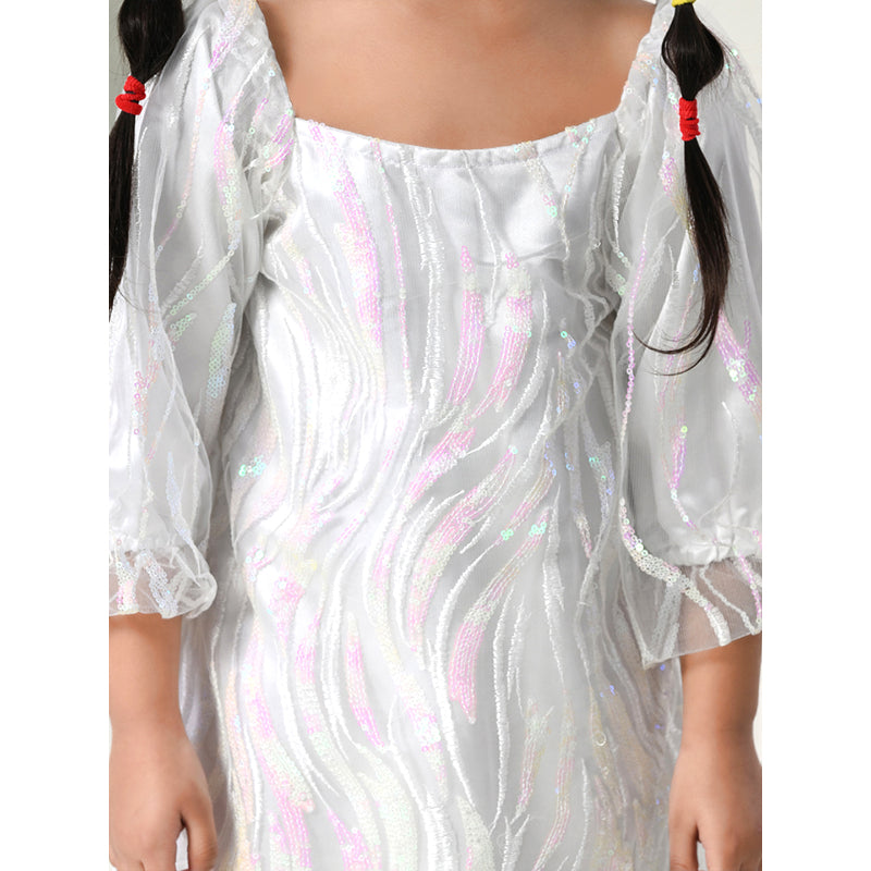 Girls White Lace Party Dress- PW390V