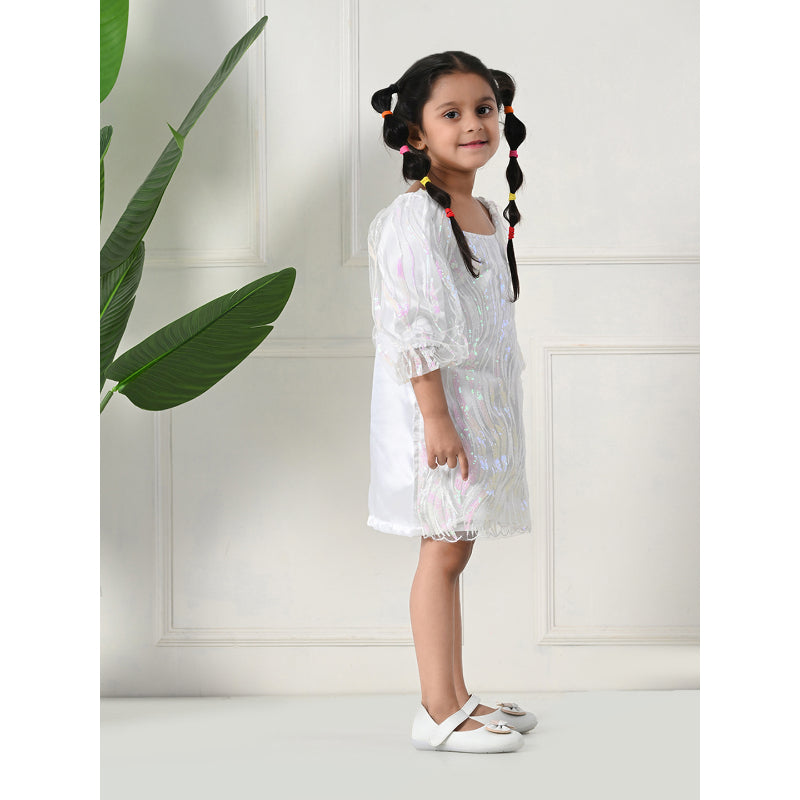 Girls White Lace Party Dress- PW390V