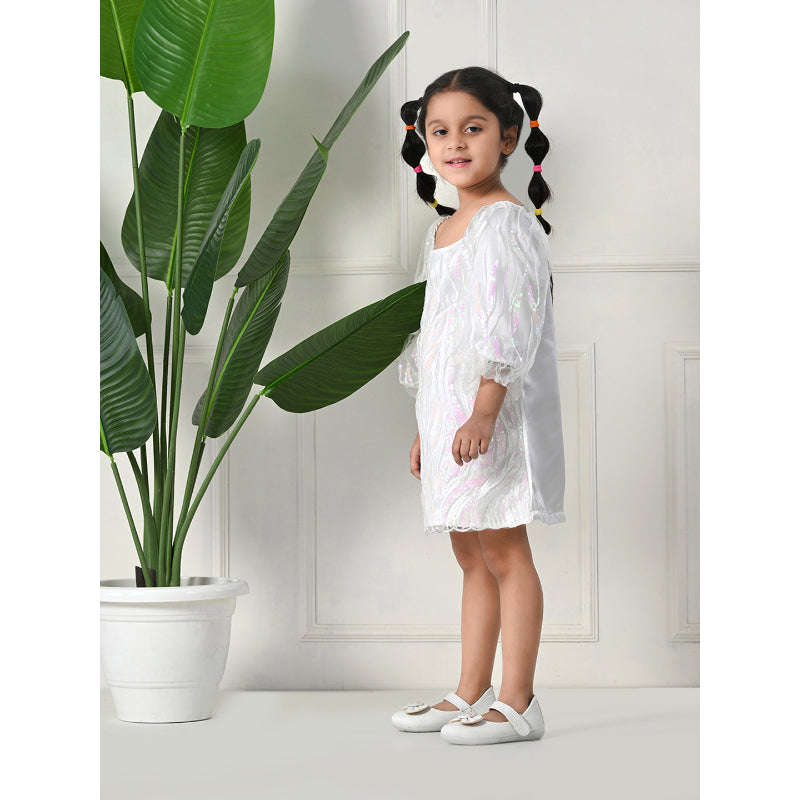 Girls White Lace Party Dress- PW390V