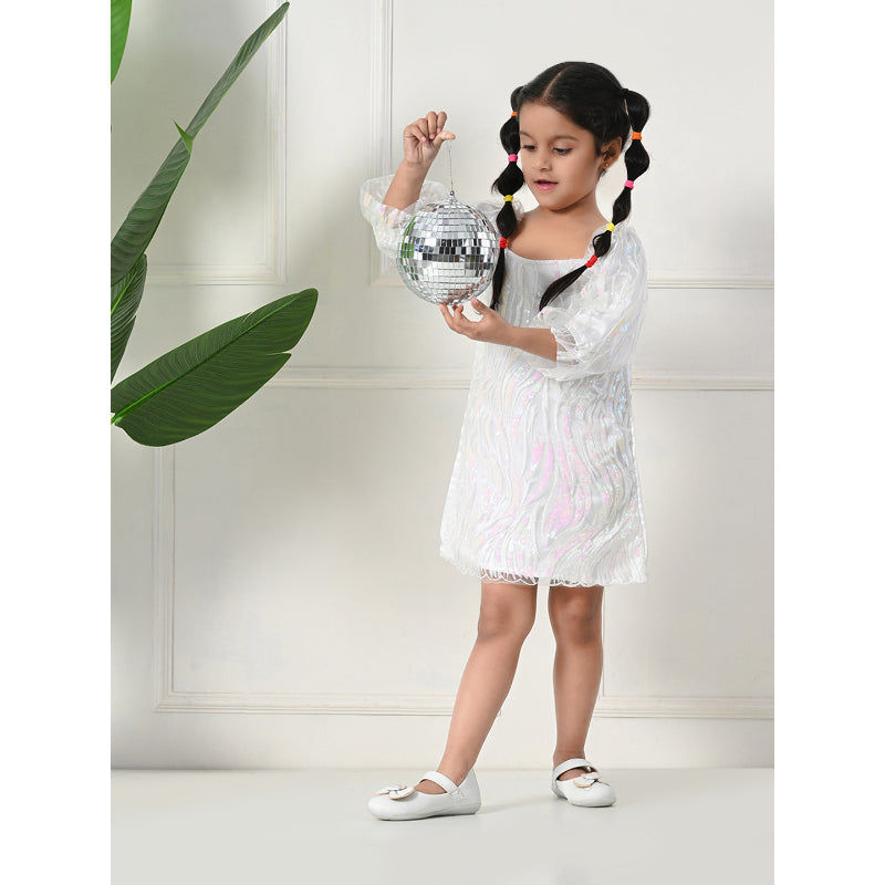 Girls White Lace Party Dress- PW390V