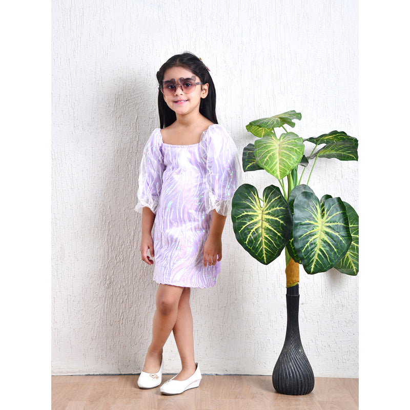 Girls Lavender Embroidered Party Dress- PW392V