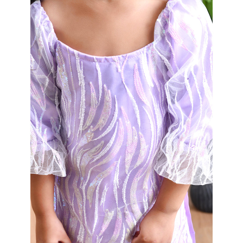 Girls Lavender Embroidered Party Dress- PW392V