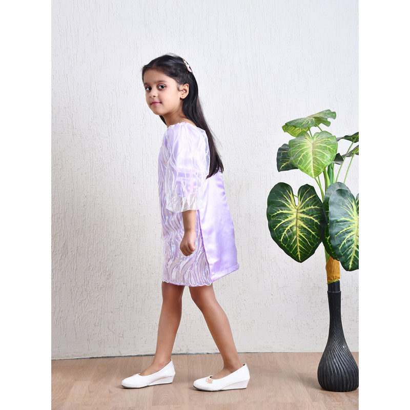 Girls Lavender Embroidered Party Dress- PW392V