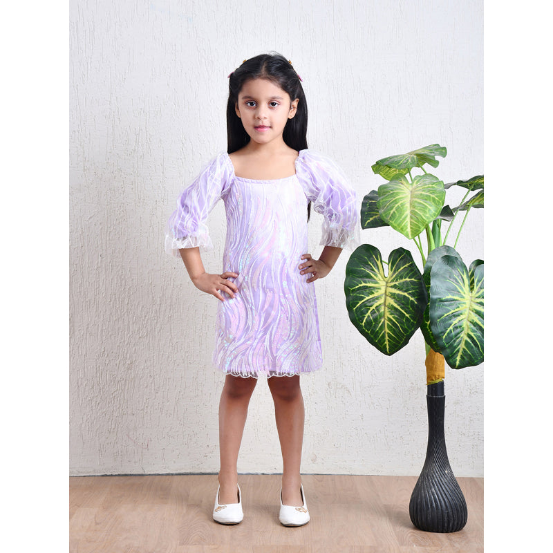 Girls Lavender Embroidered Party Dress- PW392V
