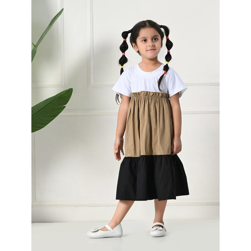 Girls Black Gold Pleated Party Dress- PW396V