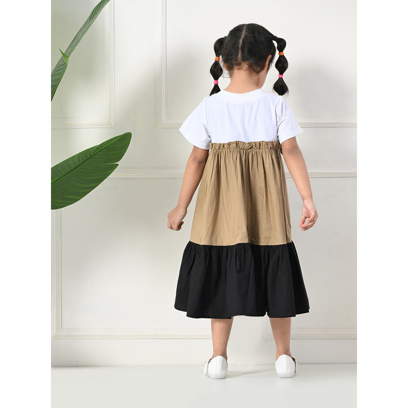 Girls Black Gold Pleated Party Dress- PW396V