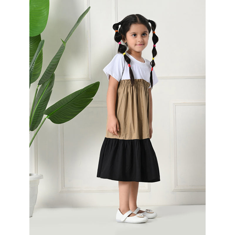 Girls Black Gold Pleated Party Dress- PW396V