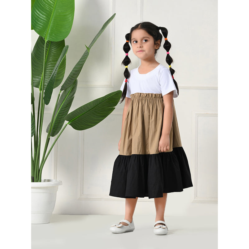 Girls Black Gold Pleated Party Dress- PW396V