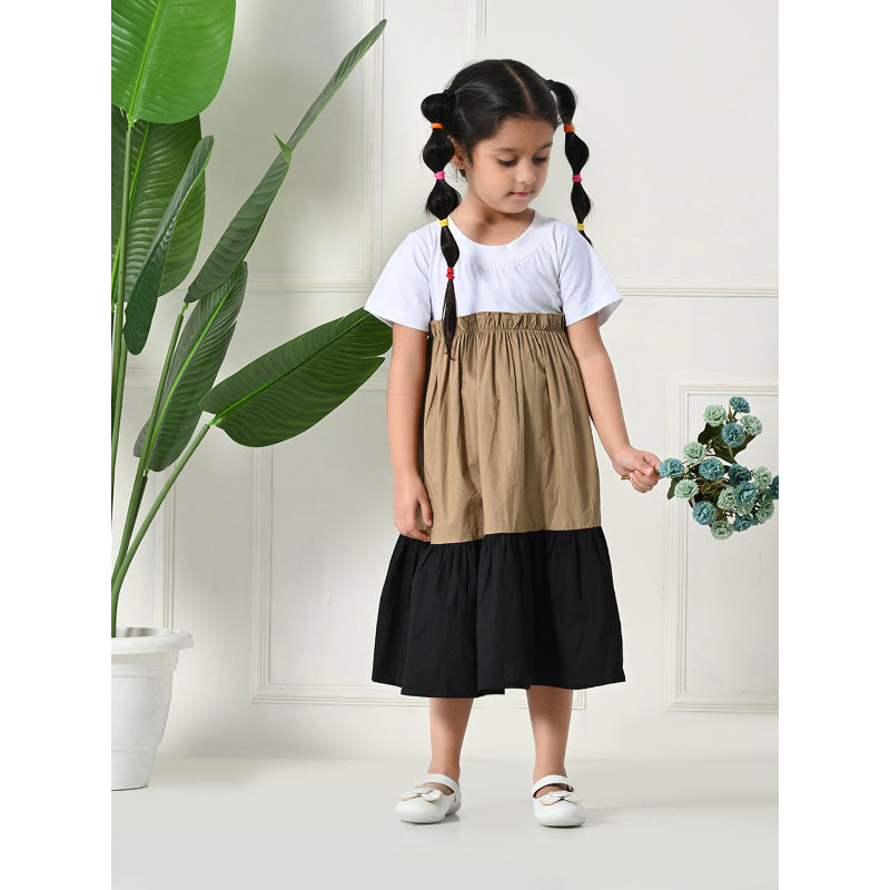 Girls Black Gold Pleated Party Dress- PW396V
