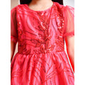 Girls Red Layered Party Dress- PW397V