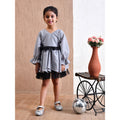 Girls Grey Bow Peplum Party Dress- PW402X