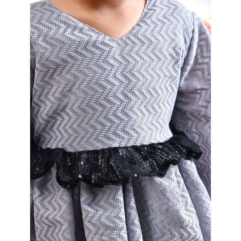 Girls Grey Bow Peplum Party Dress- PW402X