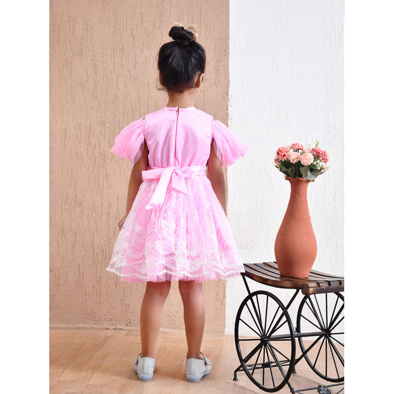 Girls Pink Floral Party Dress- PW407X