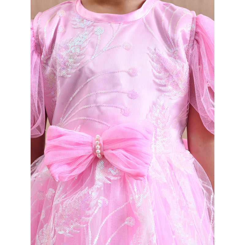 Girls Pink Floral Party Dress- PW407X