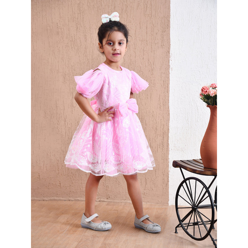 Girls Pink Floral Party Dress- PW407X
