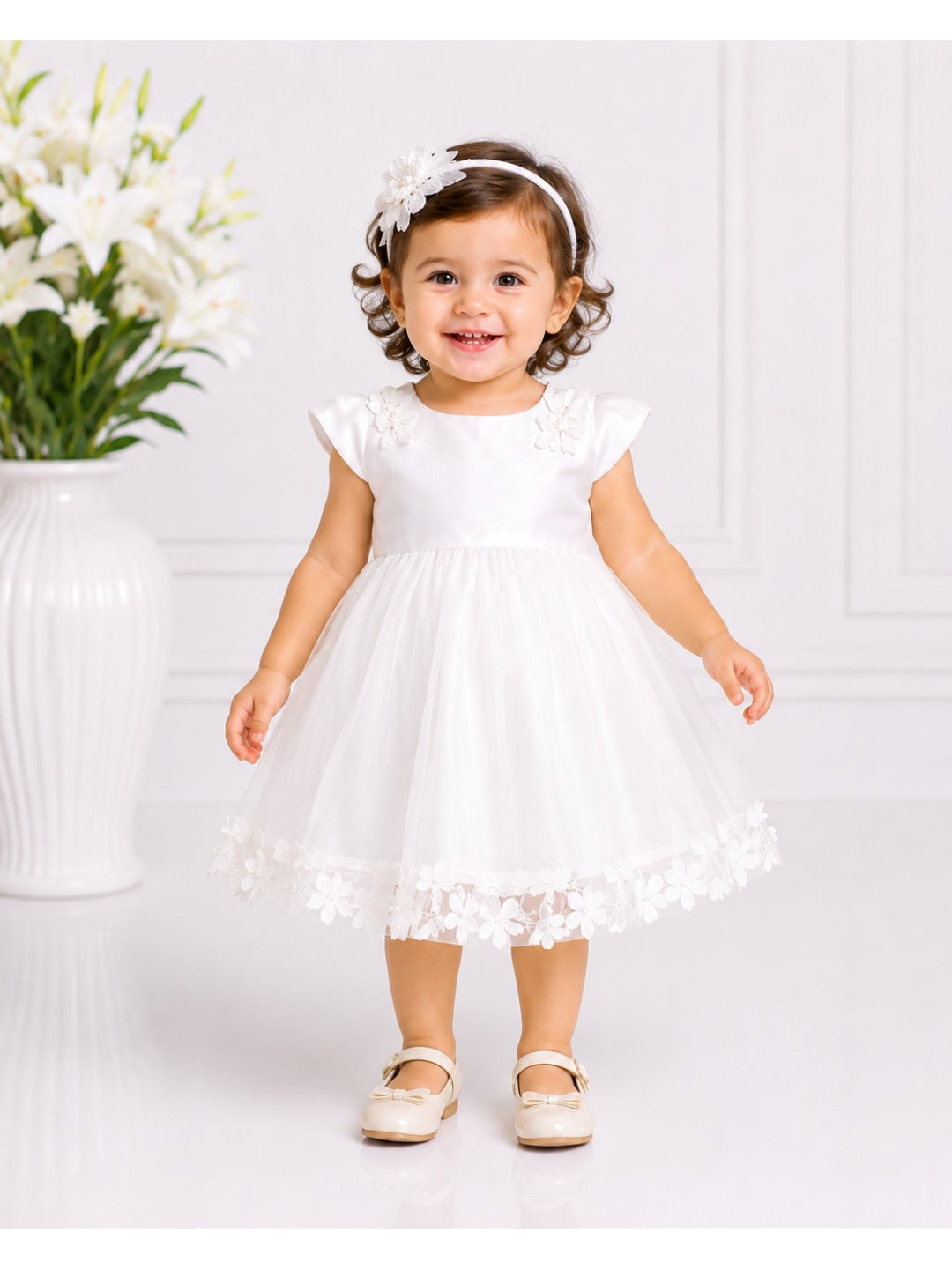 Baby Girls White Lace Party Dress- PW426V