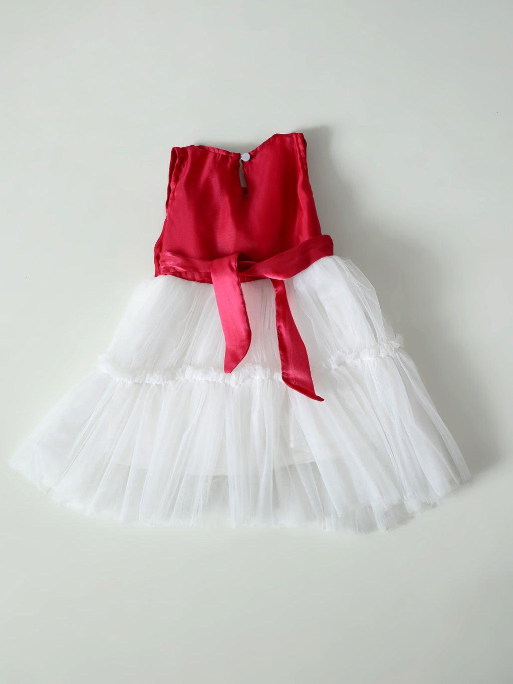 Girls Red and White Layered Party Dress- PW427Y