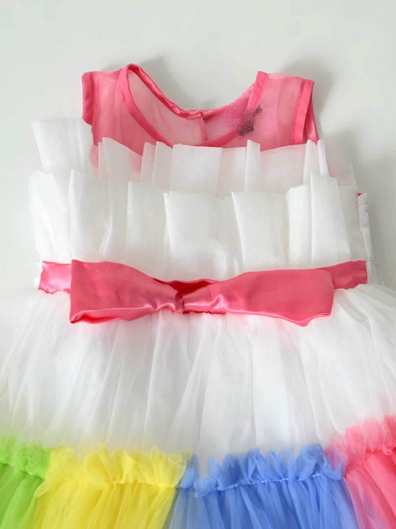 Girls Multicolor Tulle Party Dress- PW429Y