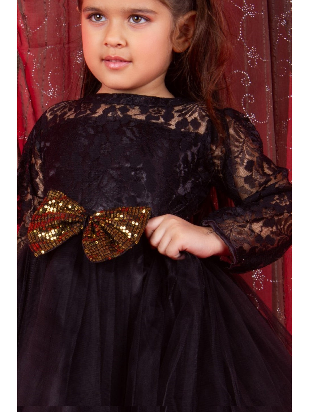 Girls Burgundy Party Wear Dress- PW97T
