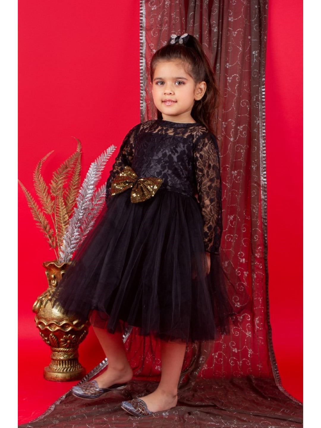 Girls Burgundy Party Wear Dress- PW97T