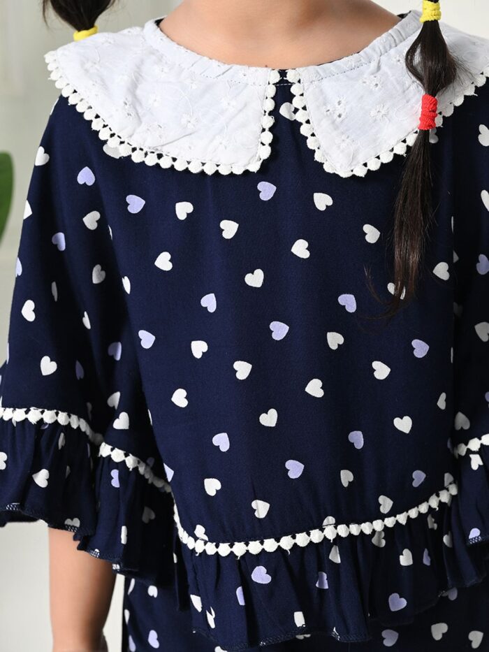 Bella Moda Cotton Half Sleeves All Over Printed Mini Length Co-ord Sets - Blue - Image 3