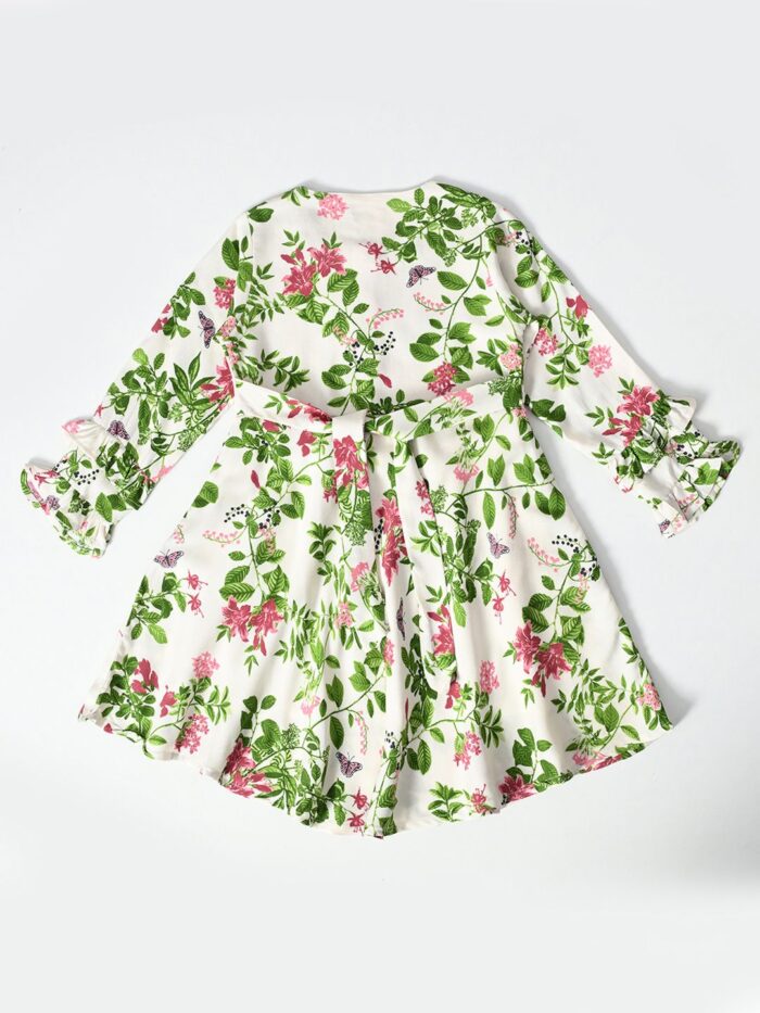 Bella Moda Full sleeves floral printed front two pocket dress-Multi - Image 2