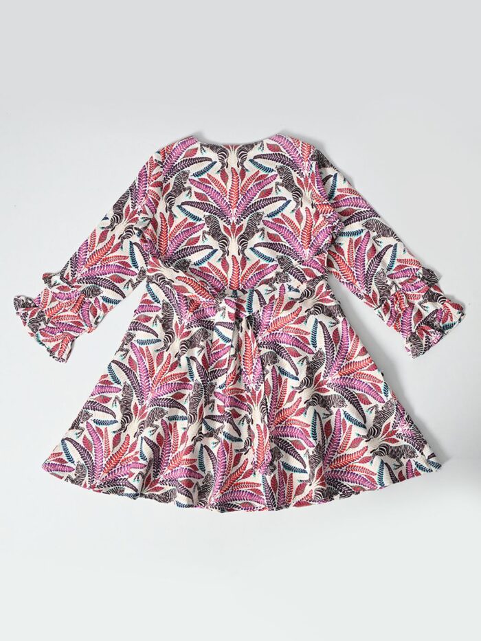 Bella Moda Full sleeves floral printed front two pocket dress-Pink - Image 2