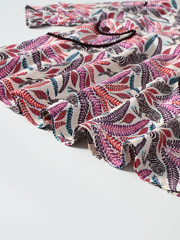 Bella Moda Full sleeves floral printed front two pocket dress-Pink - Image 4