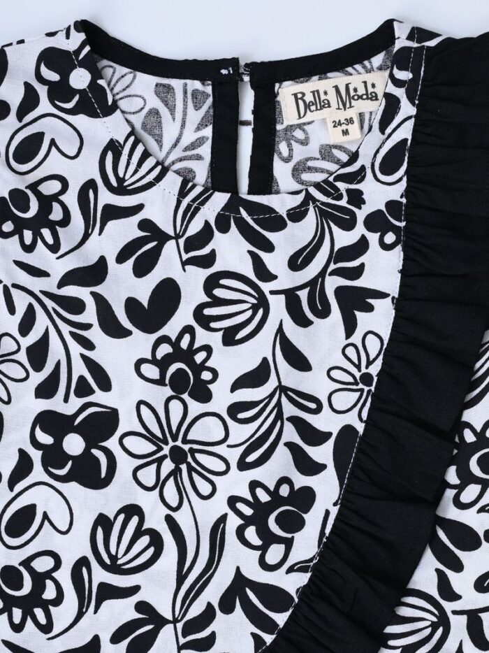 Bella Moda Sleeveless Floral Printed Cotton 2 Pcs Set - Image 3