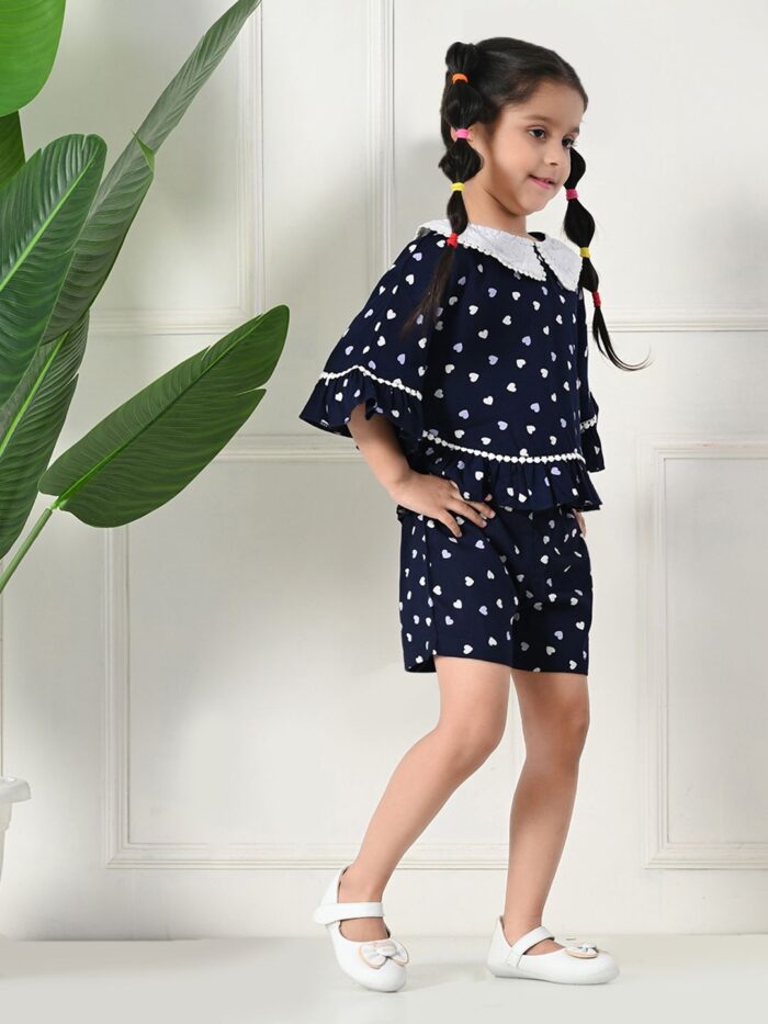 Bella Moda Cotton Half Sleeves All Over Printed Mini Length Co-ord Sets - Blue - Image 5
