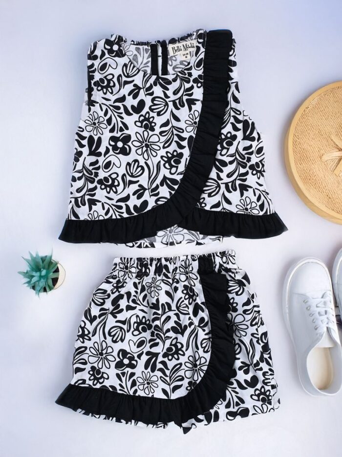 Bella Moda Sleeveless Floral Printed Cotton 2 Pcs Set