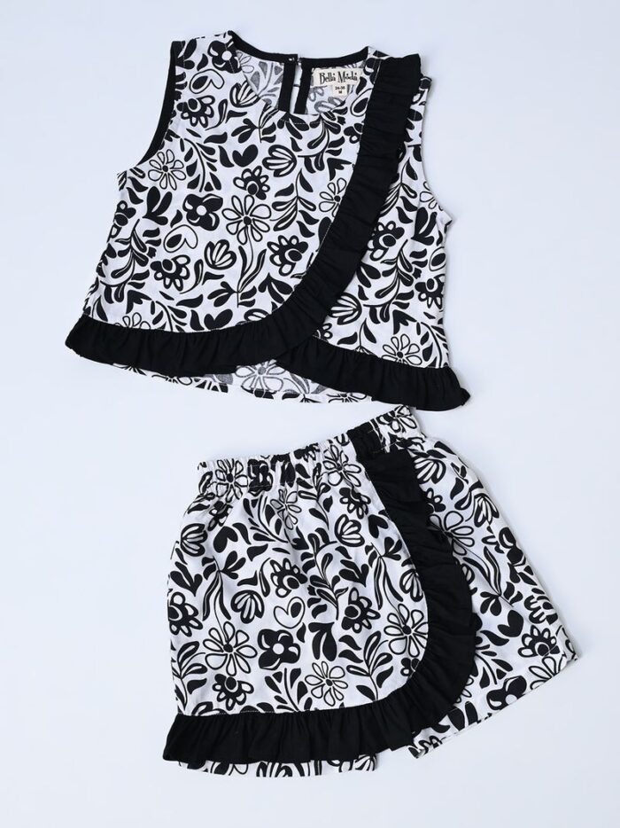 Bella Moda Sleeveless Floral Printed Cotton 2 Pcs Set - Image 4