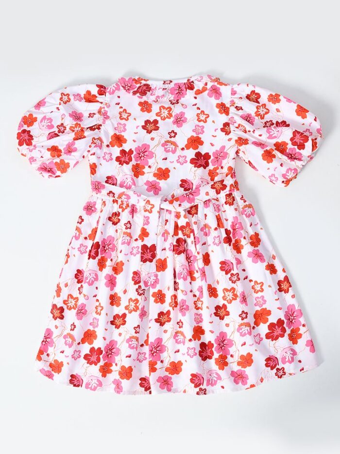 Bella Moda Balloon sleeves Floral printed Dress-Red - Image 2