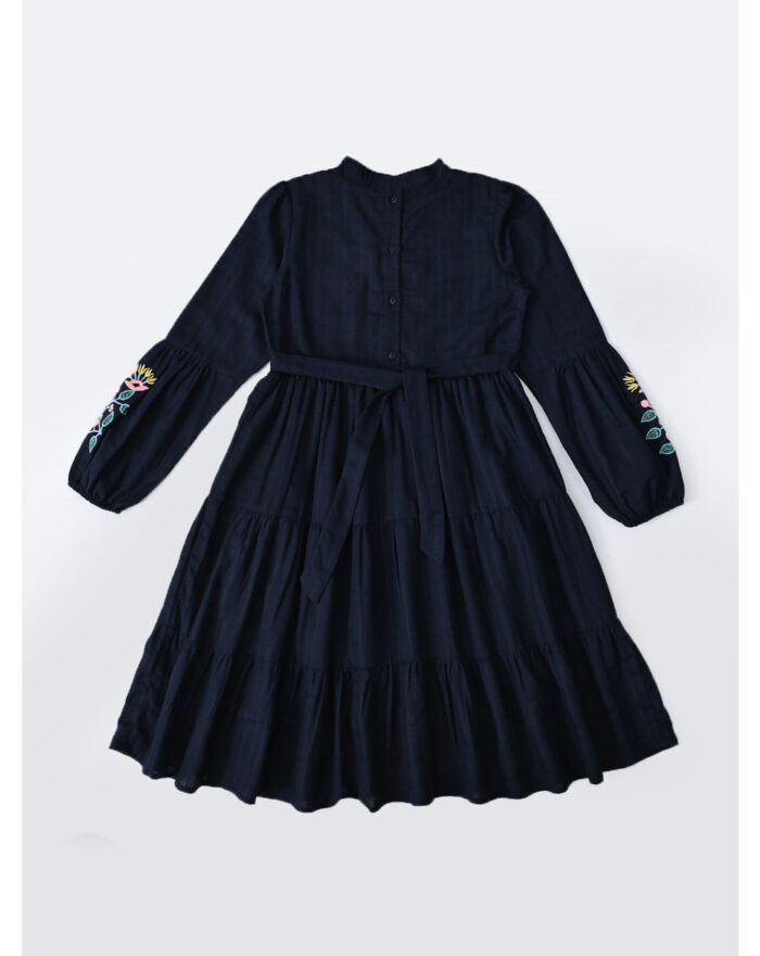Girls Midi/Knee Length Casual Dress (White, 3/4 Sleeve) - Image 9