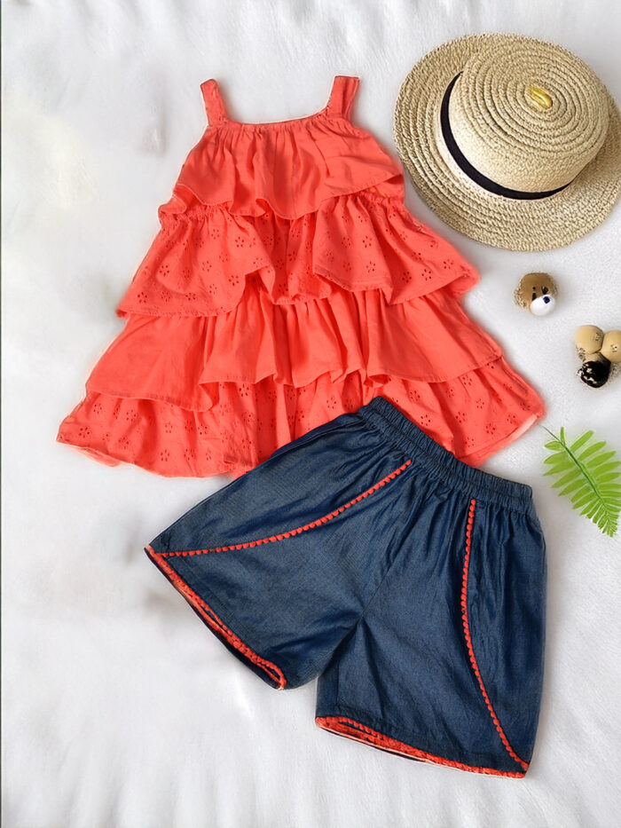 Baby Girls Casual Top Shorts  (Pink) - Image 5
