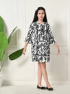 Girls Midi/Knee Length Casual Dress (White, 3/4 Sleeve)