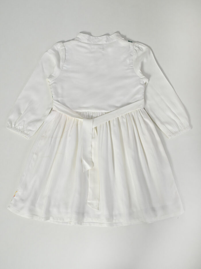 Girls Midi/Knee Length Casual Dress (White, 3/4 Sleeve) - Image 2