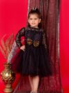 Girls Midi/Knee Length Party Dress  (Black, Full Sleeve)
